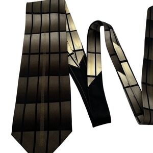 Vintage Ottimo Uomo Mens Silk Necktie Geometric Grid Pattern Tie Hand Made